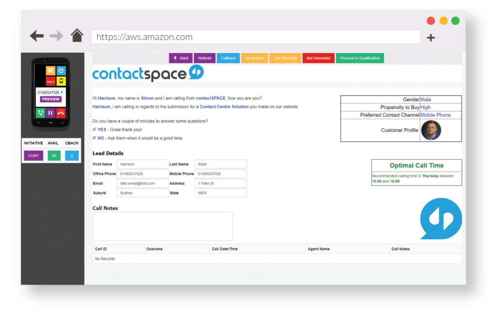 4connect CallGuides in browser.